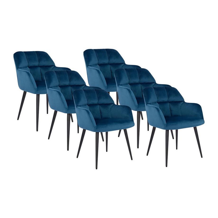Vente-unique Lot de 6 chaises avec accoudoirs Velours métal PEGA  