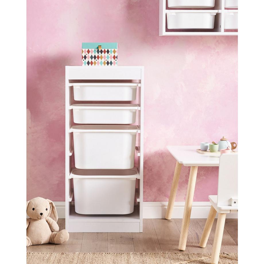 Beliani Regal mit 4 Aufbewahrungsboxen aus Faserplatte Modern TOBIN  