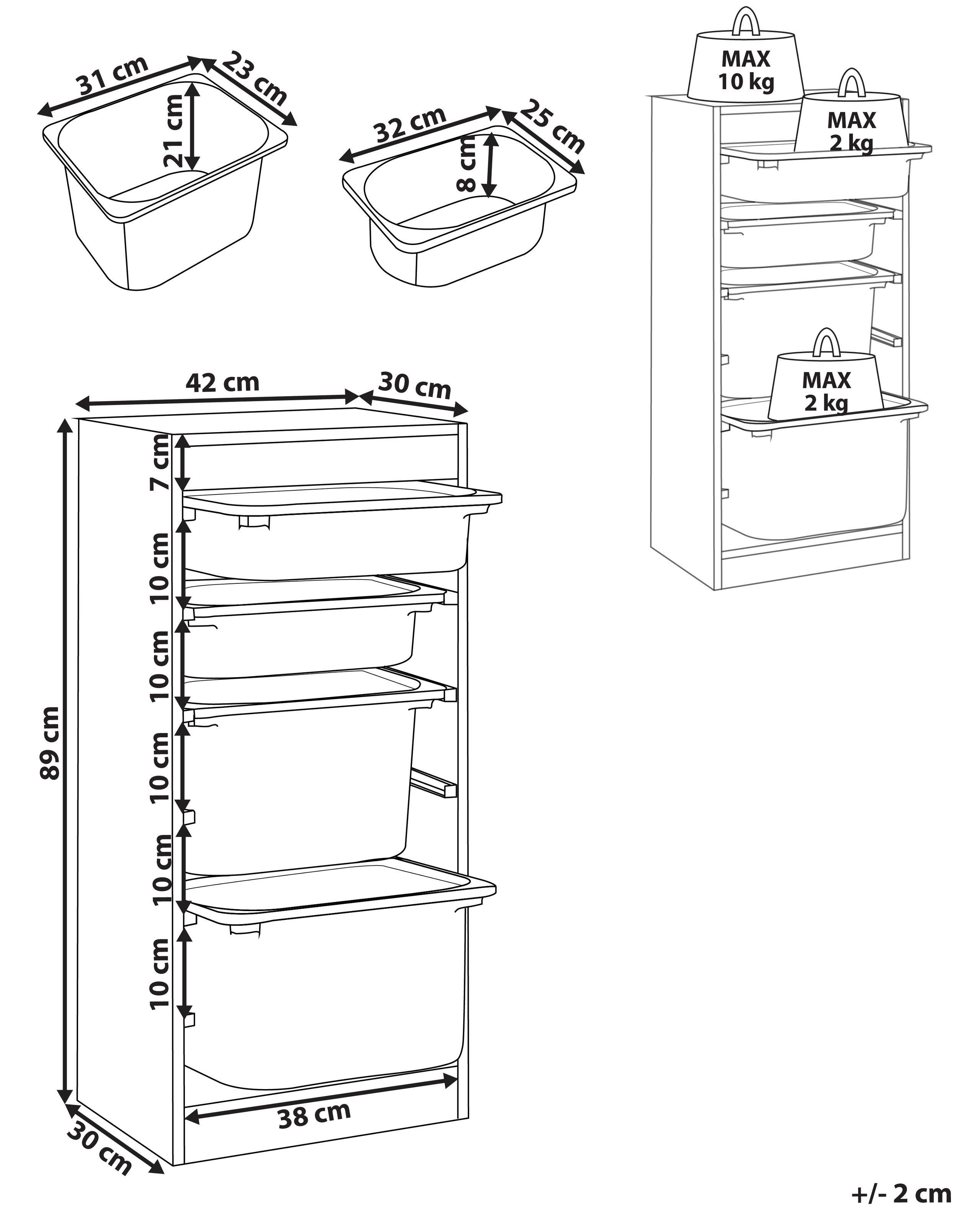 Beliani Regal mit 4 Aufbewahrungsboxen aus Faserplatte Modern TOBIN  