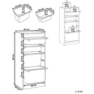 Beliani Regal mit 4 Aufbewahrungsboxen aus Faserplatte Modern TOBIN  