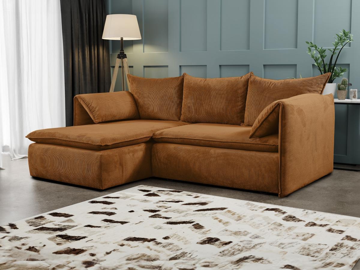 PASCAL MORABITO Divano letto in Velluto a coste Terracotta - Angolo a sinistra - TEODORA  