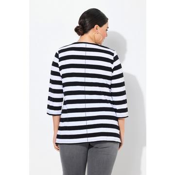 Maglia classica a righe con peperoncino, scollo a V e maniche a 3/4