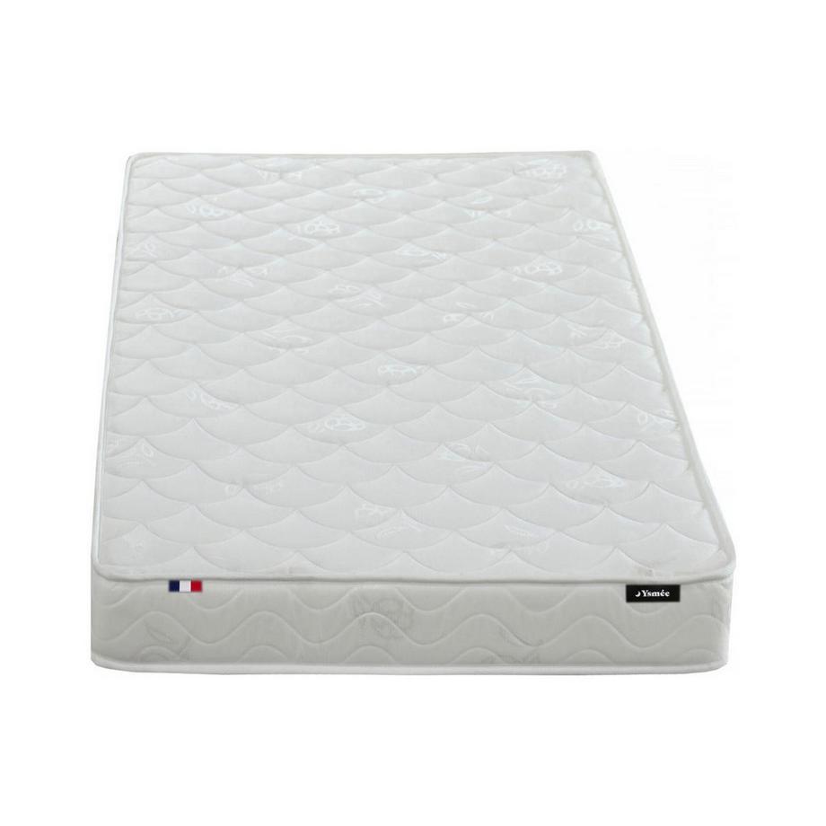 DREAMEA Set aus Bettgestell mit Bettkasten + Schaumstoffmatratze - 90 x 190 cm - Stärke 15 cm - Weiß - ZEUS von DREAMEA  