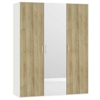 Jutzler Armoire portes battantes, décor chêne, miroir, blanc crème 152,2 x 195  