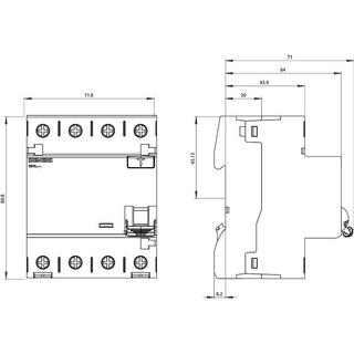 E+P Elektrik  Interrupteur différentiel type A, 40A, 3 pôles+N, 30 mA, 400V, 4 UM, SIGRES 