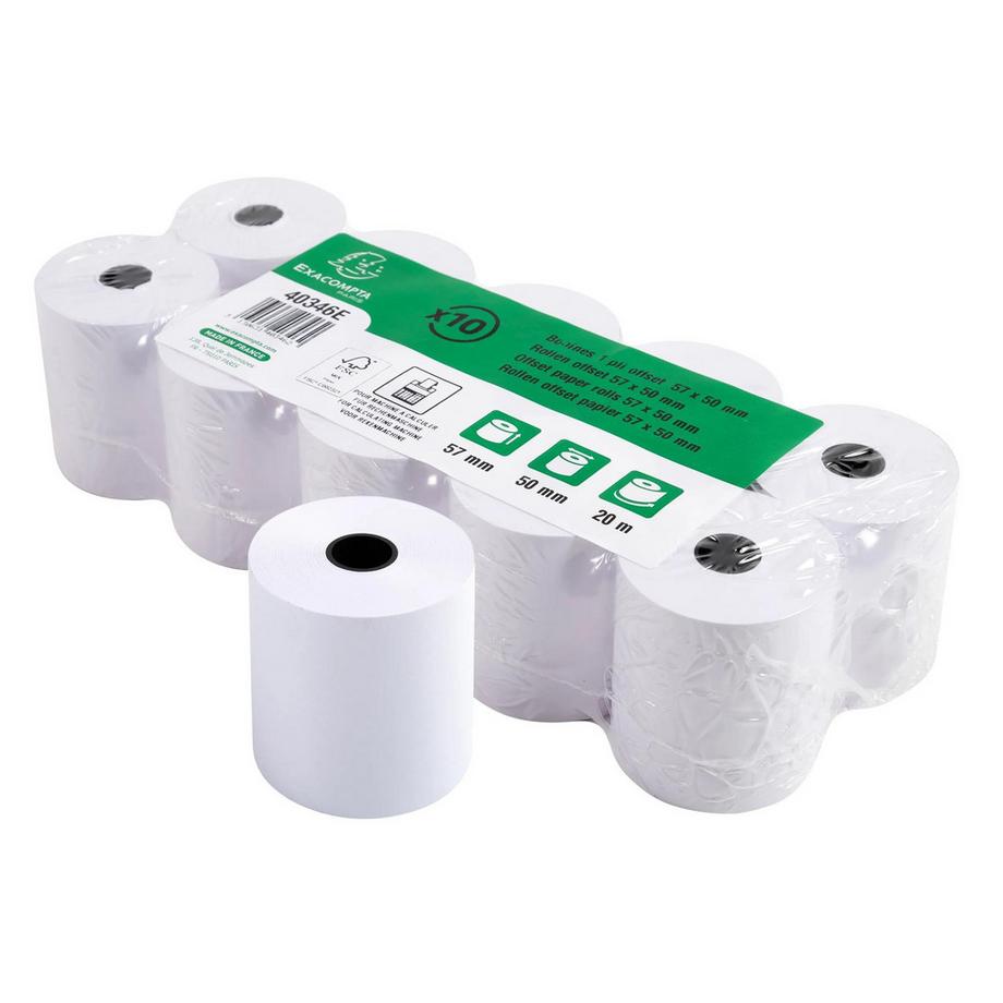 Exacompta Rotoli carta per calcolatrice 57x50 mm - 1 copia offset extra- 60gr - x 50  