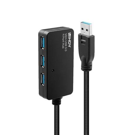 LINDY  43159 hub di interfaccia USB 3.2 Gen 1 (3.1 Gen 1) Type-A 5000 Mbit/s Nero 