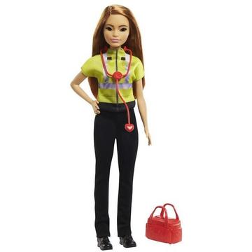 Barbie GYT28 Rettungssanitäterin Puppe, zierlich brünett (ca. 30 cm), Kleidung & Accessoires passend zur Rolle: Stethoskop, Arzttasche, tolles Geschenk für Kinder, Spielzeug ab 3 Jahren