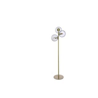 Vente-unique  Lampadaire en métal et verre fumé - 3 globes - L. 30 x P. 40 x H. 150 cm - Doré - SUSANNE 