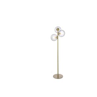 Vente-unique  Lampadaire en métal et verre fumé - 3 globes - L. 30 x P. 40 x H. 150 cm - Doré - SUSANNE 