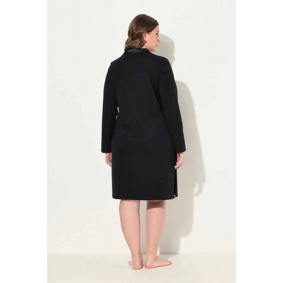 Ulla Popken Chemise de nuit Col Détails en satin Manches longues  