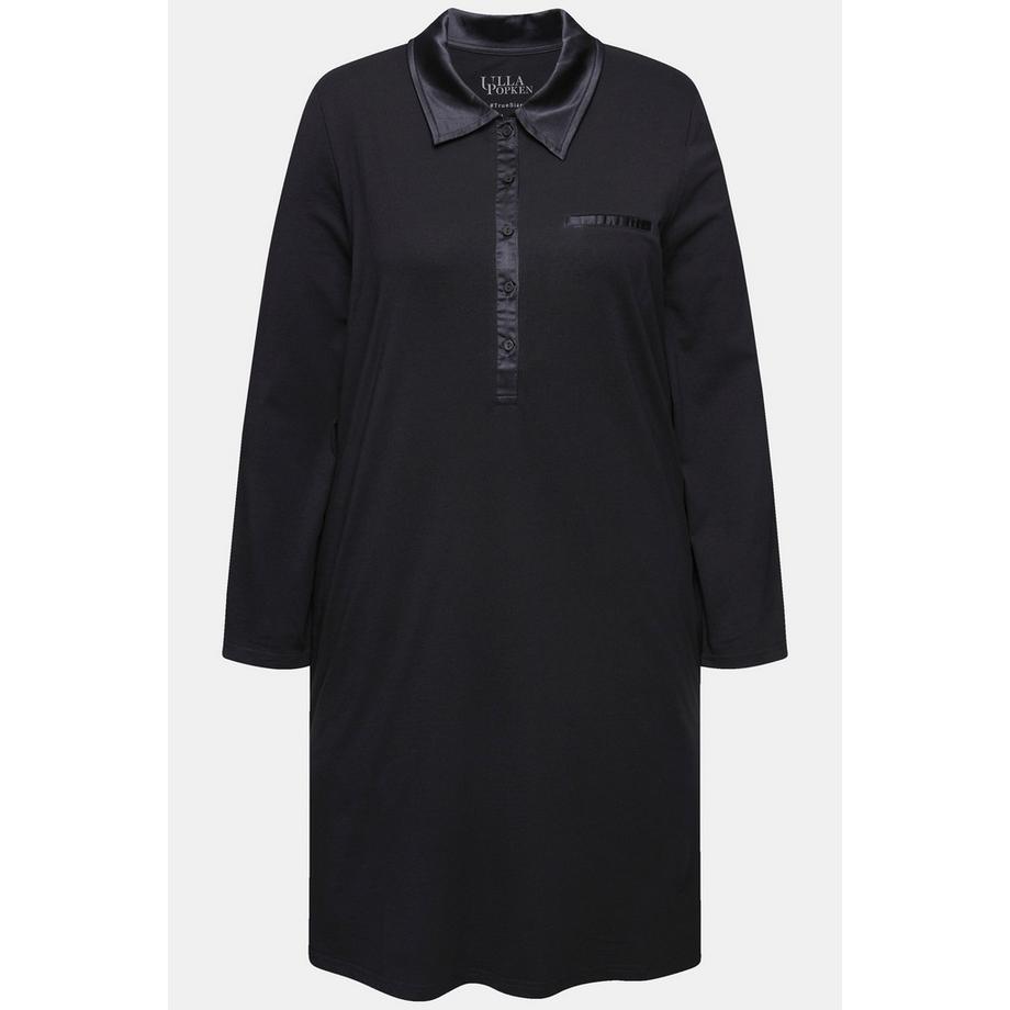 Ulla Popken Chemise de nuit Col Détails en satin Manches longues  