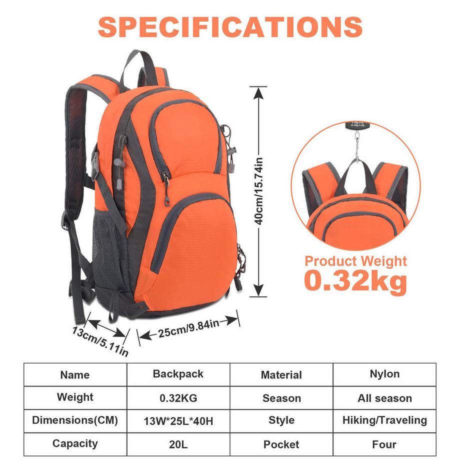 Only-bags.store Sac à dos de trekking étanche 20L  