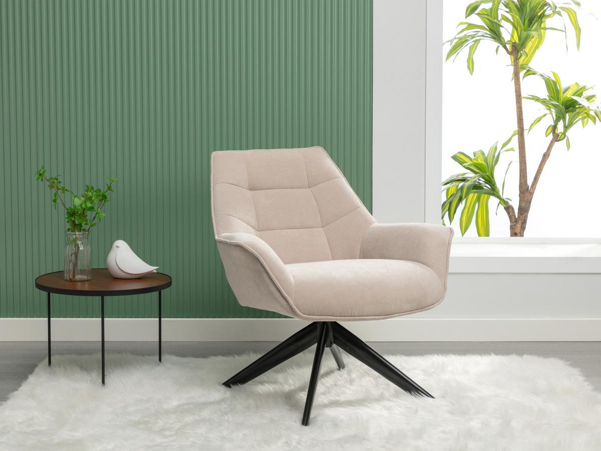 Vente-unique Fauteuil pivotant en tissu beige CANATO  