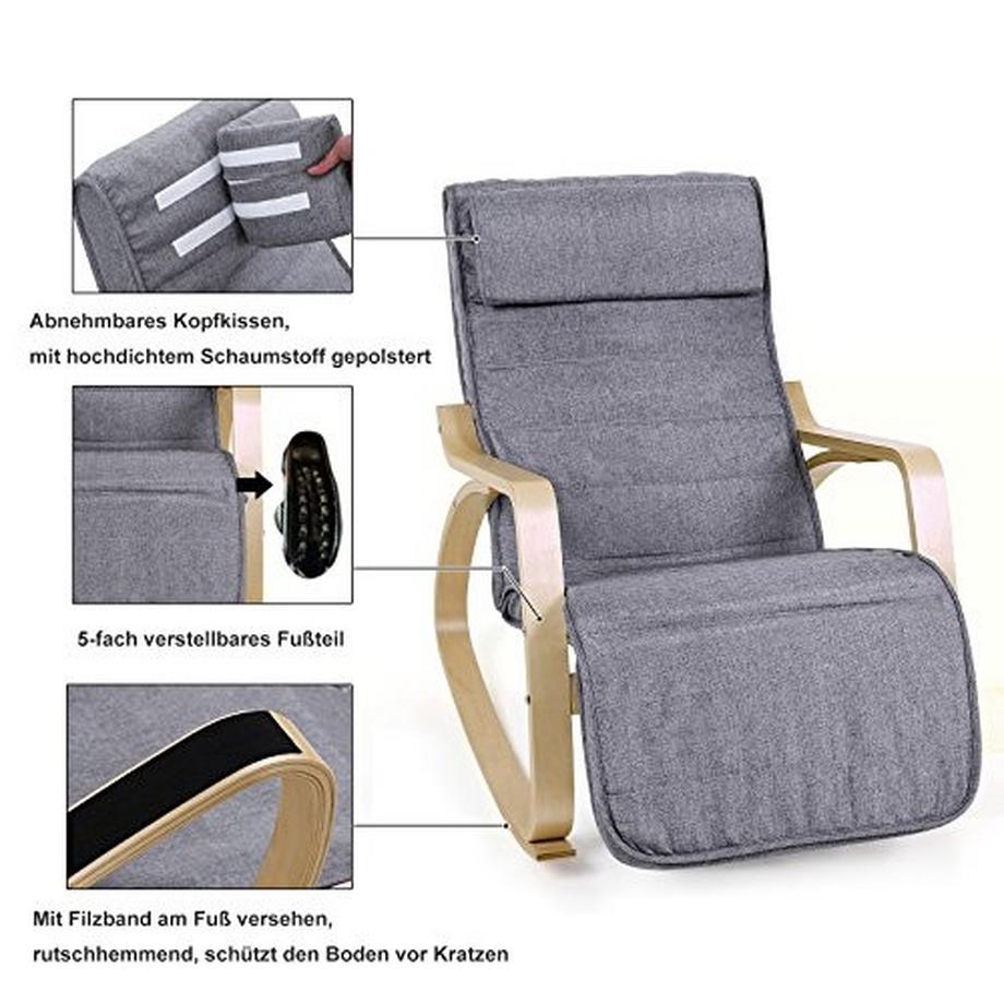 Pricenet Schaukelstuhl aus Birkenholz mit hoher Tragfähigkeit  