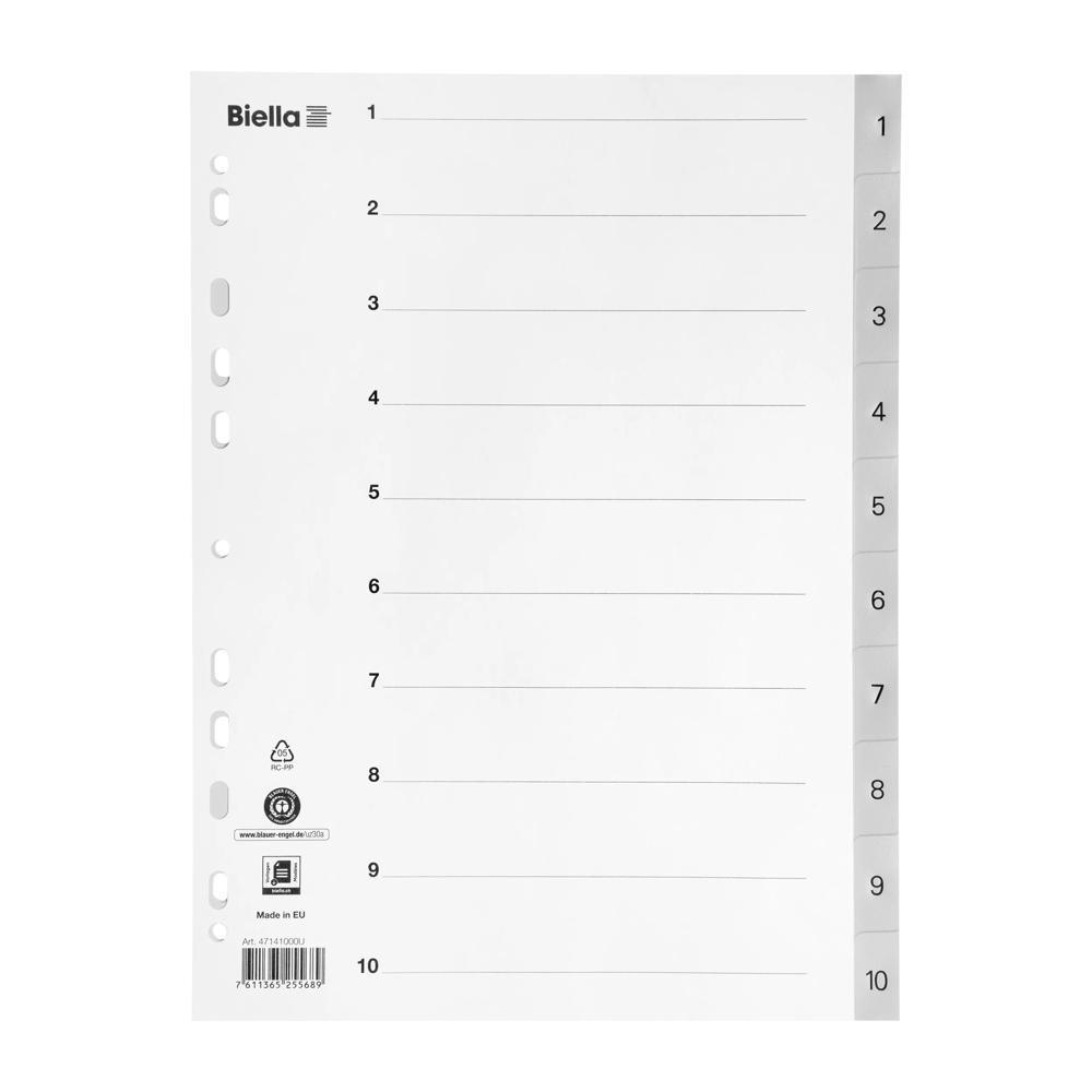 Image of Pp Register, Teilung 1-10 - X 25 Unisex Grau A4