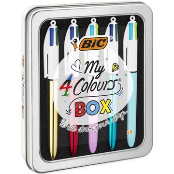 BIC 4 My Colours Box Multicolore Stylo à bille rétractable avec clip 5 pièce(s)