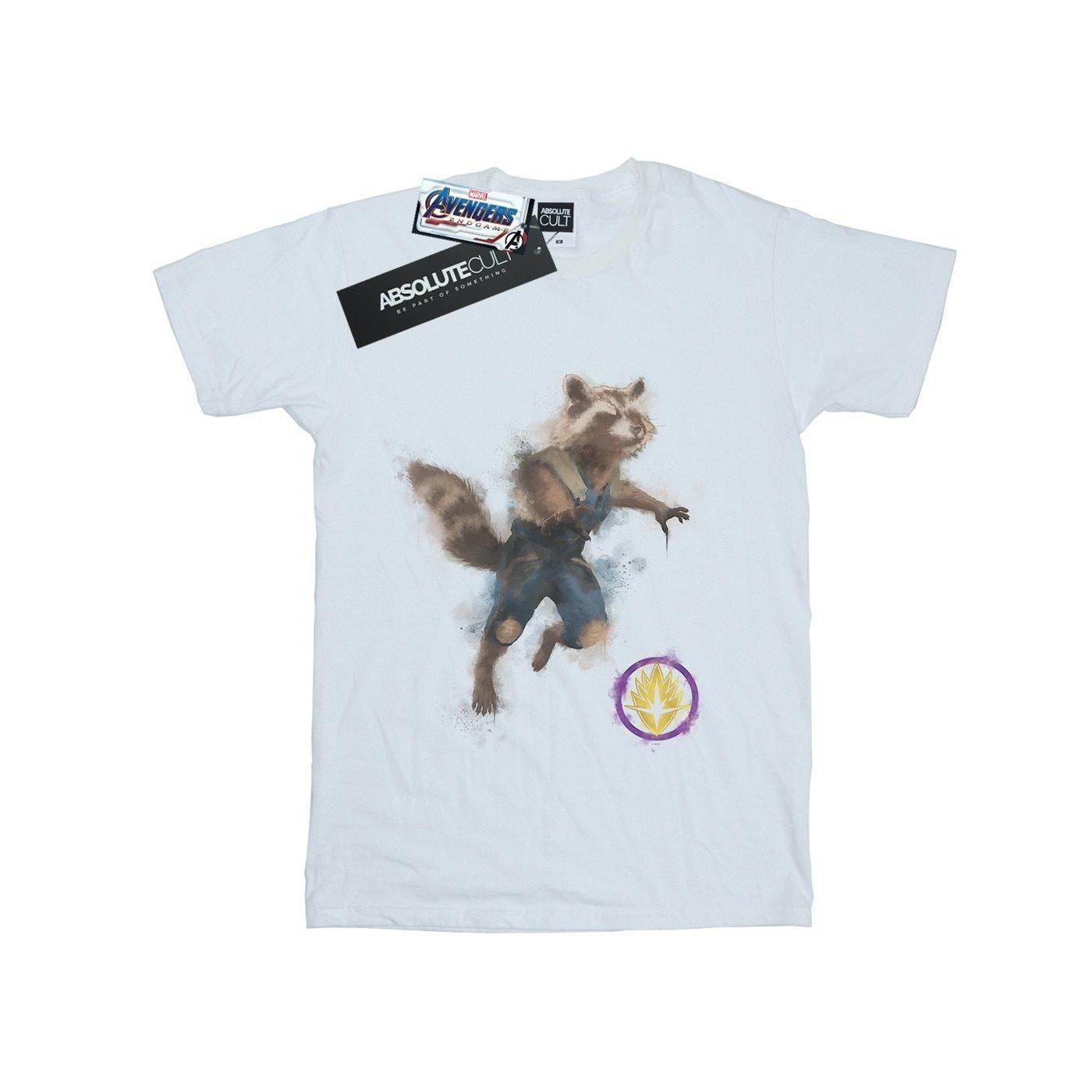 Image of Avengers Endgame Painted Rocket Tshirt Damen Weiss M