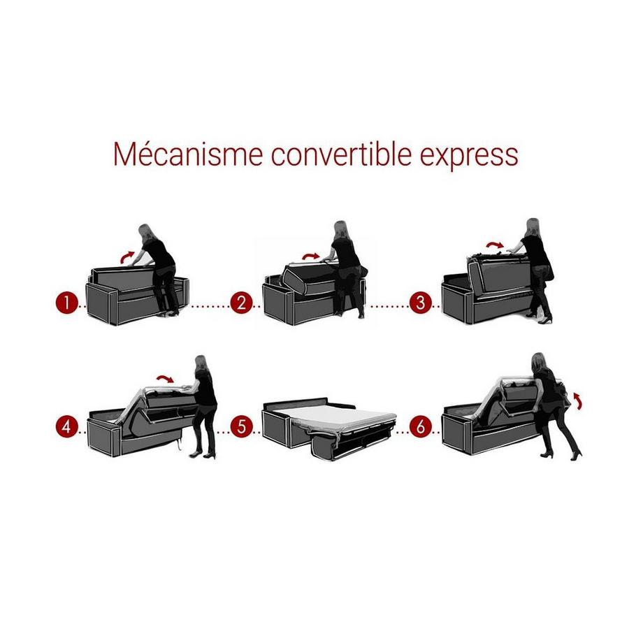 Vente-unique Canapé 3 places conible express en simili CALIFE Couchage 1Matelas  