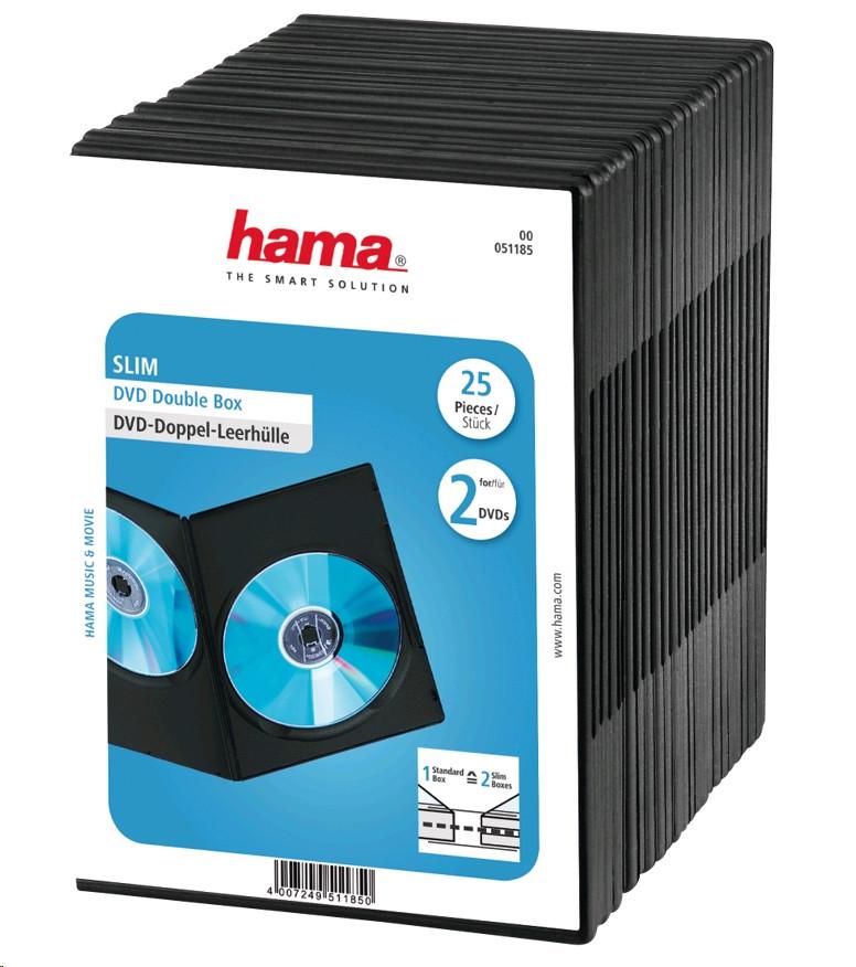 hama  DVD-Doppel-Leerhülle Slim, 25er-Pack, Schwarz 