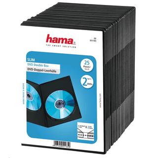 hama  DVD-Doppel-Leerhülle Slim, 25er-Pack, Schwarz 