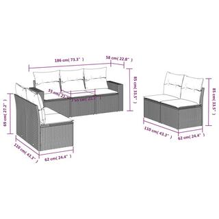 VidaXL Ensemble de canapés de jardin rotin synthétique  