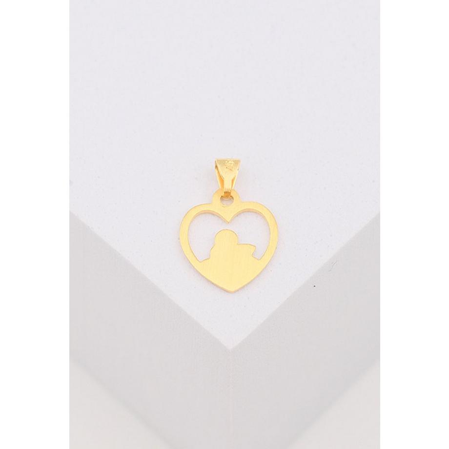 MUAU Schmuck  Engel Anhänger Gelbgold 750 Herzform ausgeschnitten, 15x11mm 