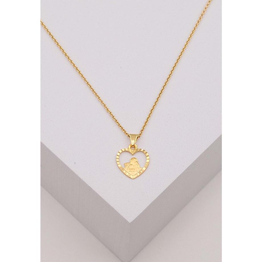 MUAU Schmuck  Engel Anhänger Gelbgold 750 Herzform ausgeschnitten, 15x11mm 