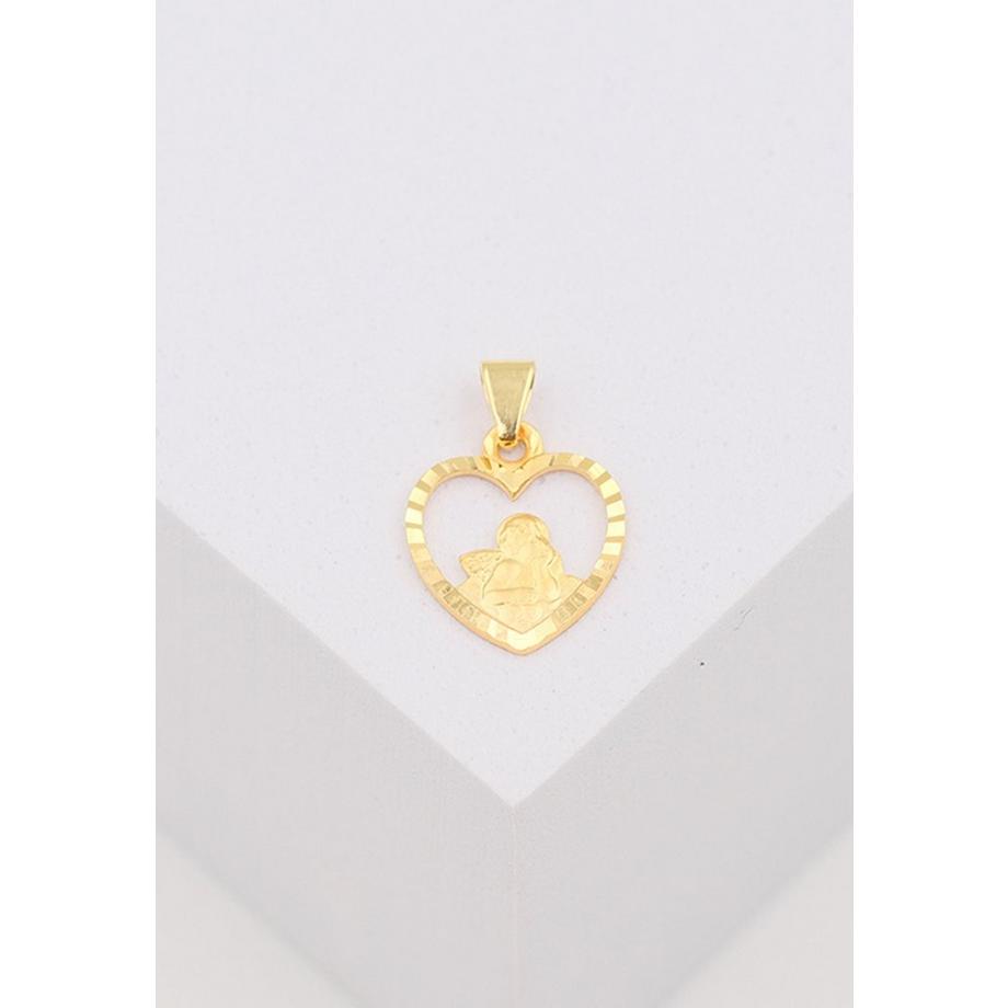 MUAU Schmuck  Engel Anhänger Gelbgold 750 Herzform ausgeschnitten, 15x11mm 