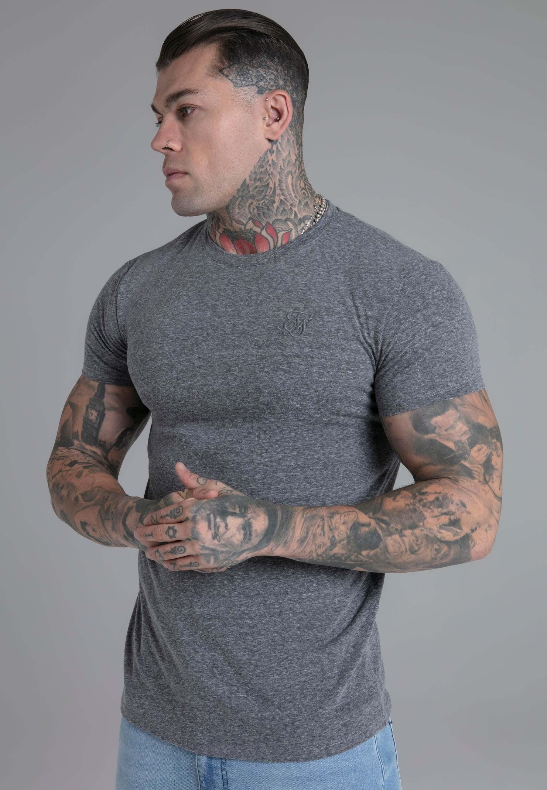 Sik Silk  T-Shirt Marl T-Shirt in Dark Grey 