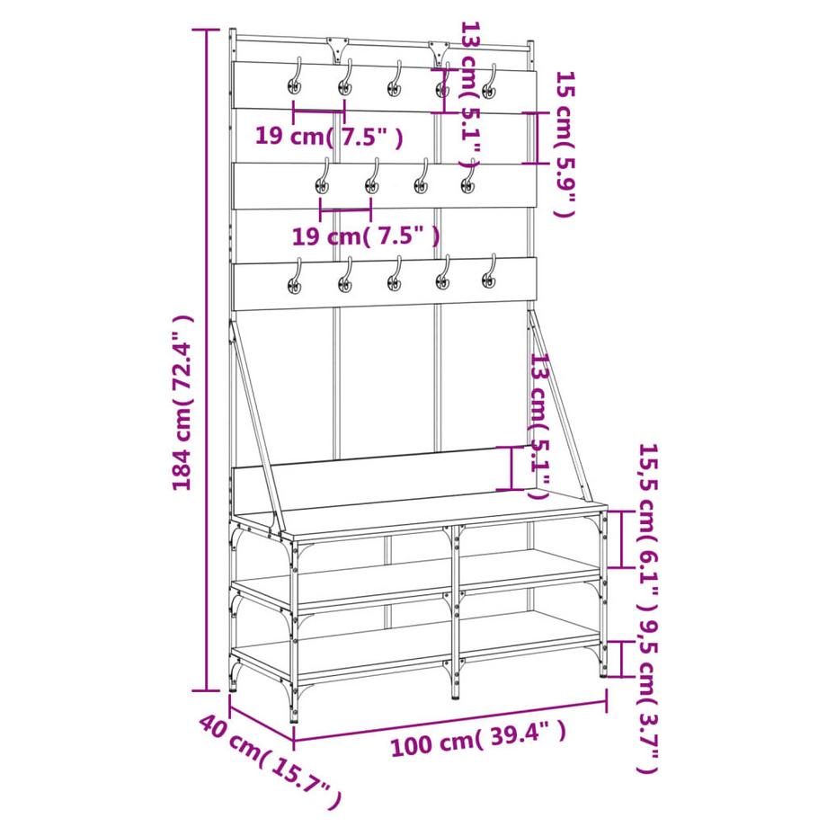 VidaXL appendiabiti Legno multistrato  