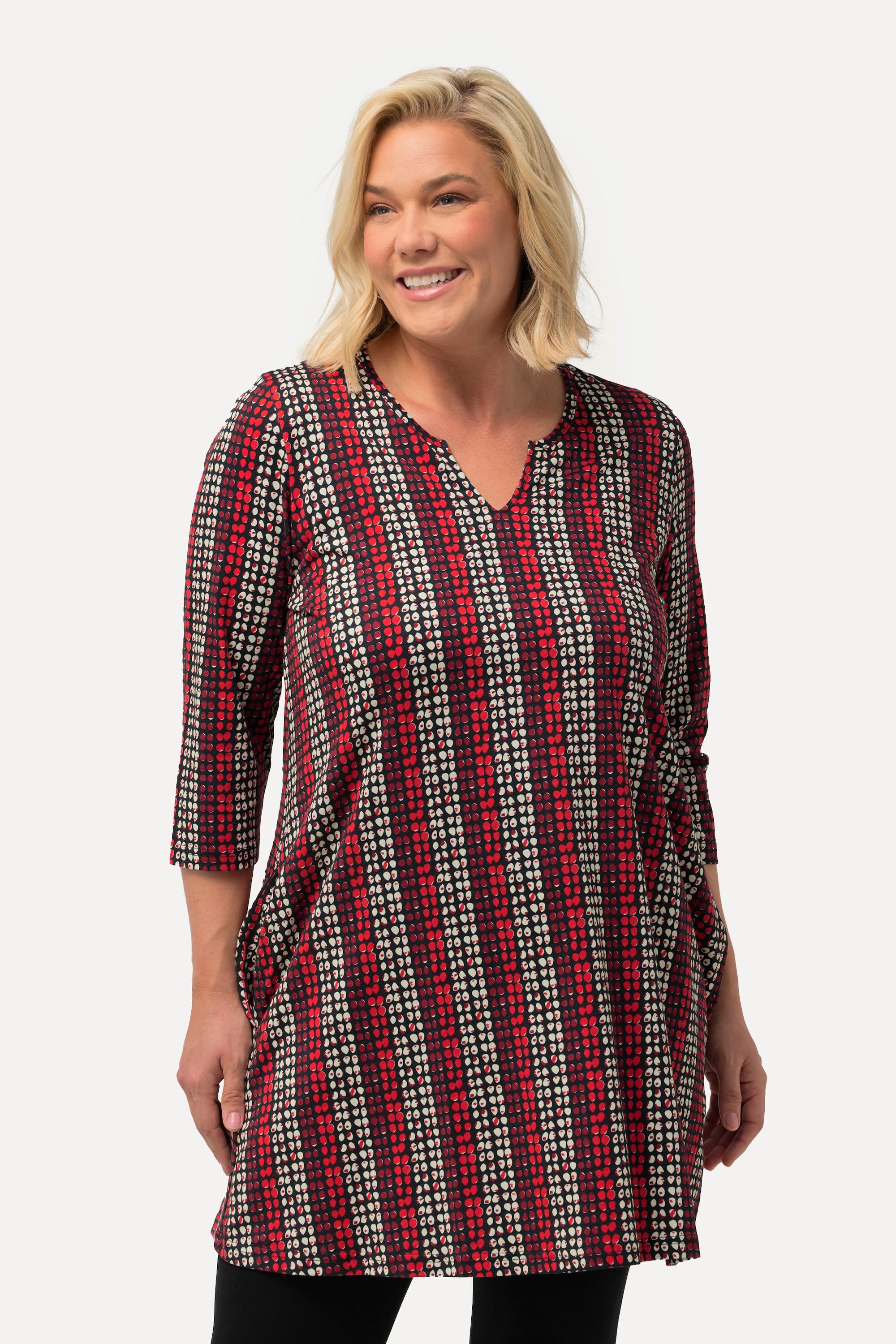 Ulla Popken  Longshirt, A-Linie, Tunika-Ausschnitt, 3/4-Arm 