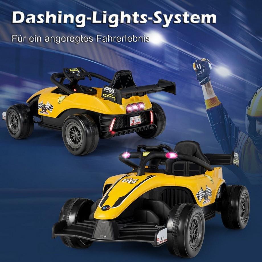 Northio  Kleinkind-Elektroauto 12-V-Kinderauto Elektrisches Rennauto für Kleinkinder mit Fernbedienung Gelb 