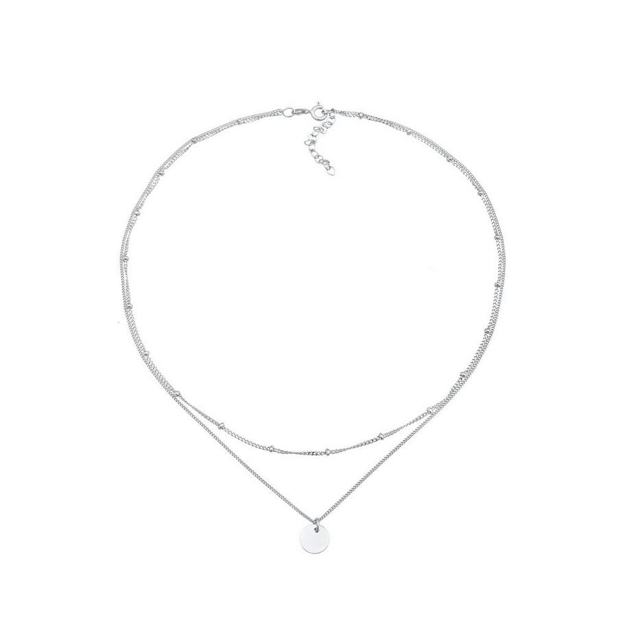 Elli  Halskette Choker Layer Kugelkette Plättchen 925 Silber 