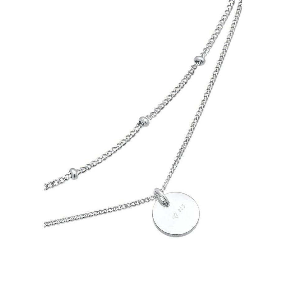 Elli  Halskette Choker Layer Kugelkette Plättchen 925 Silber 
