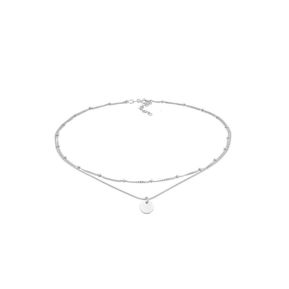 Halskette Choker Layer Kugelkette Plättchen 925 Silber