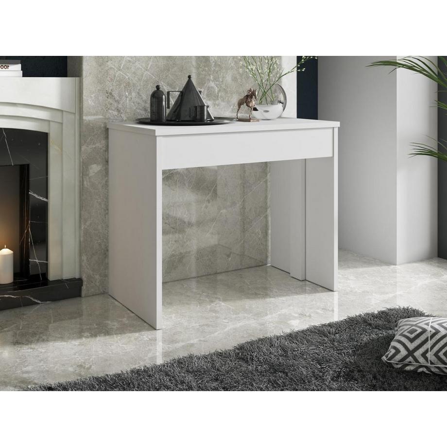 Vente-unique Console table extensible 12 couverts - 6 rallonges - Blanc - ONEGA  