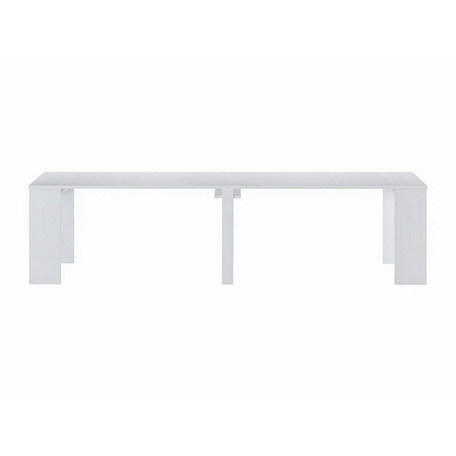 Vente-unique Console table extensible 12 couverts - 6 rallonges - Blanc - ONEGA  