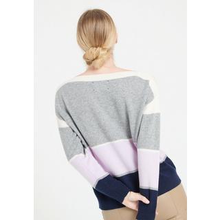 Studio Cashmere8  MIA 15 Bootneck-Pullover mit gestreiften Maschen - 100% Kaschmir 