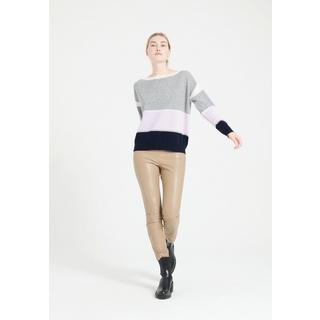 Studio Cashmere8  MIA 15 Bootneck-Pullover mit gestreiften Maschen - 100% Kaschmir 