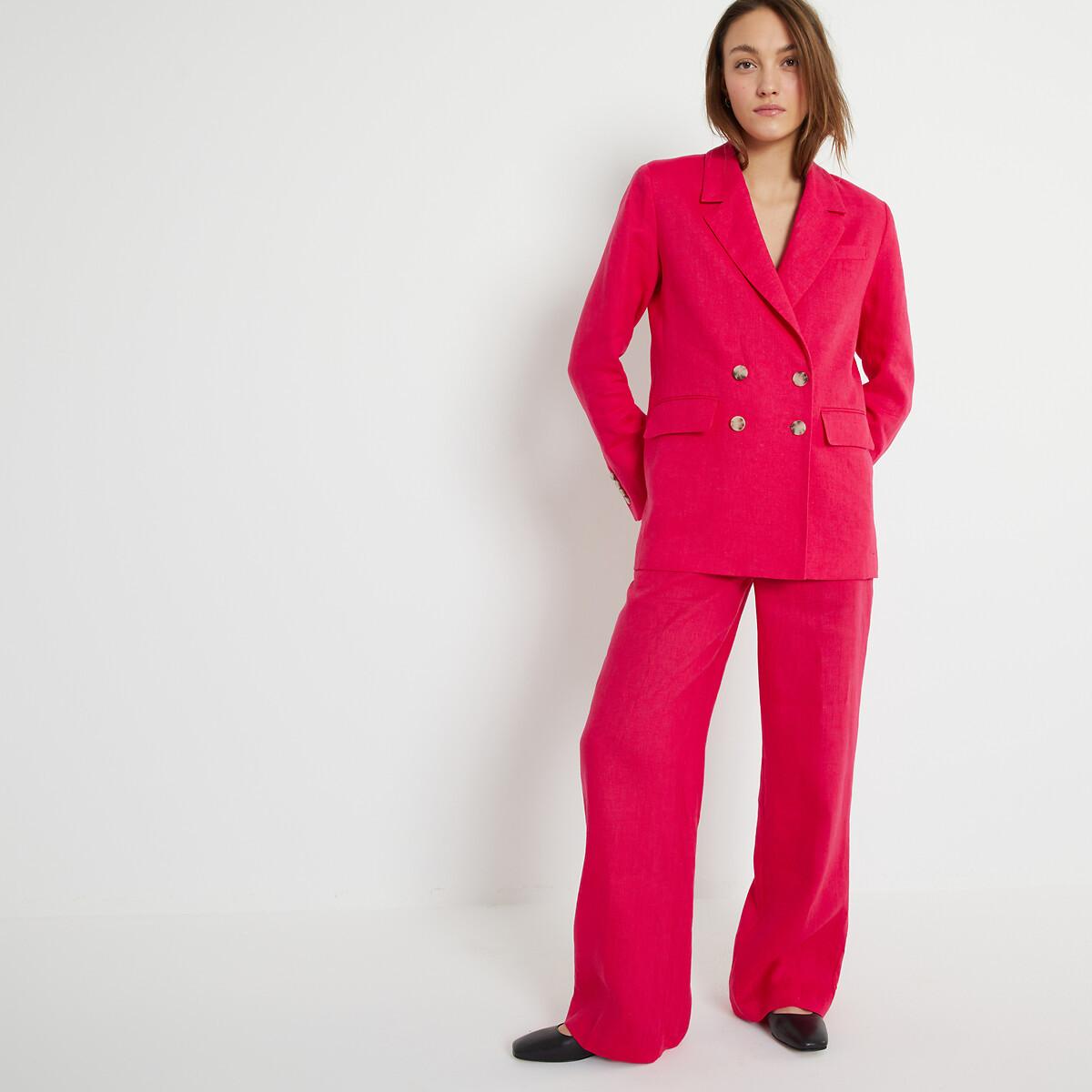 Image of Signature Blazer Aus Reinem Leinen Unisex Rosa 40