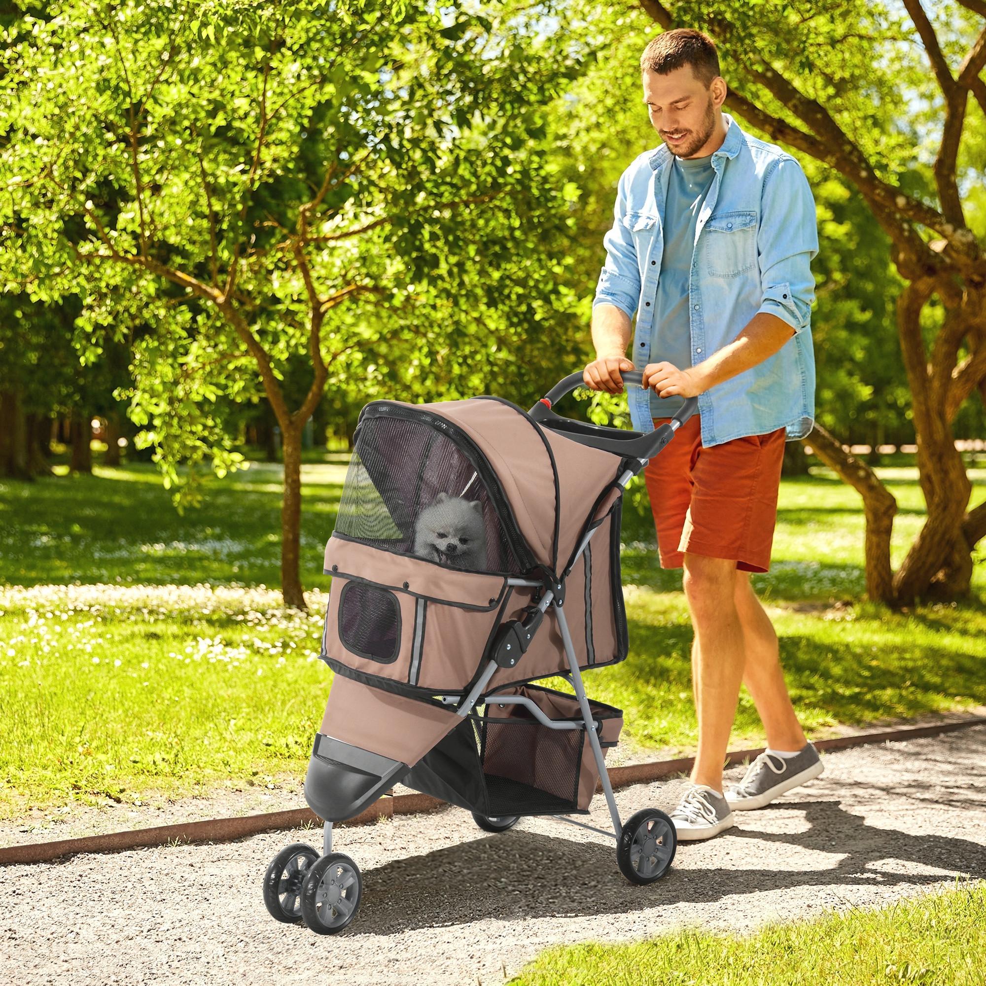 PawHut  Passeggino Per Cani Passeggino Per Cani E Gatti, Multicolore (Marrone Caffè) 