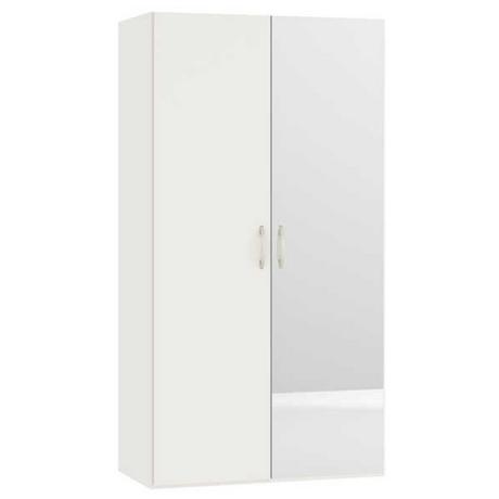 Jutzler Armoire à portes tournantes miroir blanc crème 101,9 x 195  