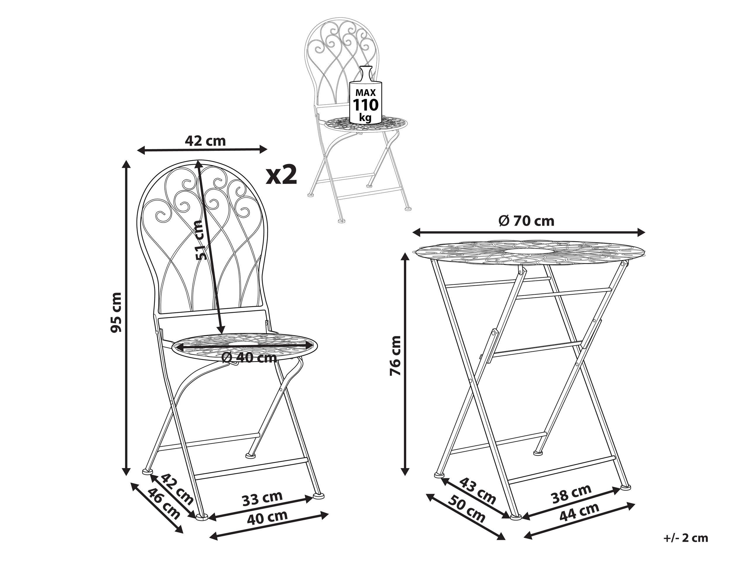 Beliani Bistro Set aus Eisen Retro STIFFE  