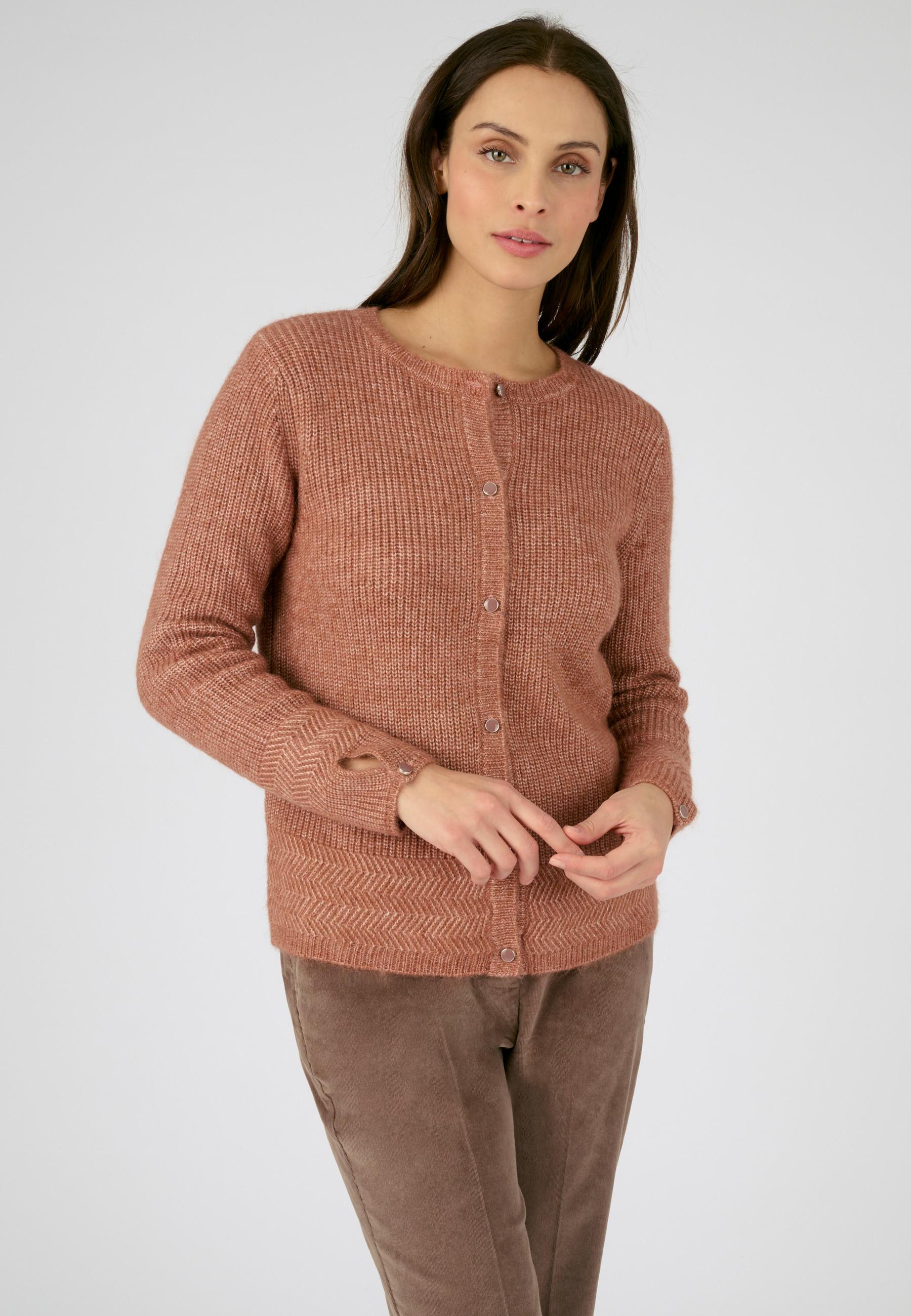 Image of Strickjacke Mit Perlen Aus Alpakamischung Unisex Braun 46-48