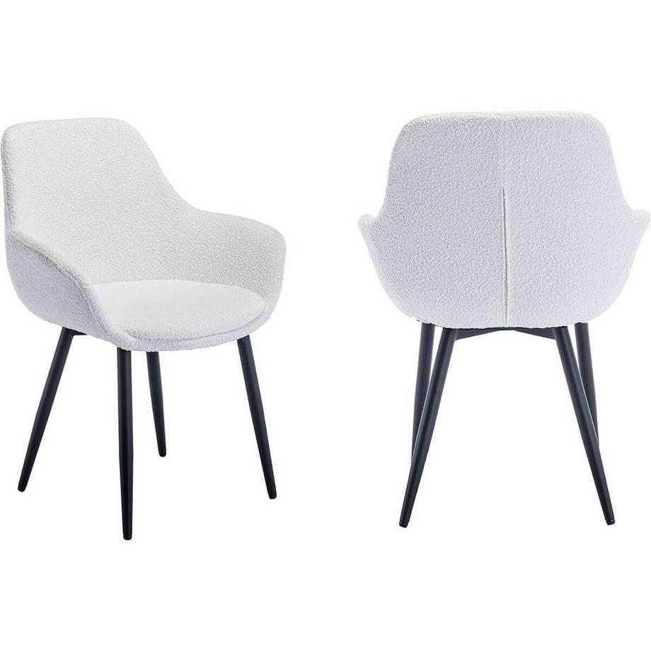 mutoni Chaise de salle à manger avec accoudoirs Gropstix blanc (lot de 2)  