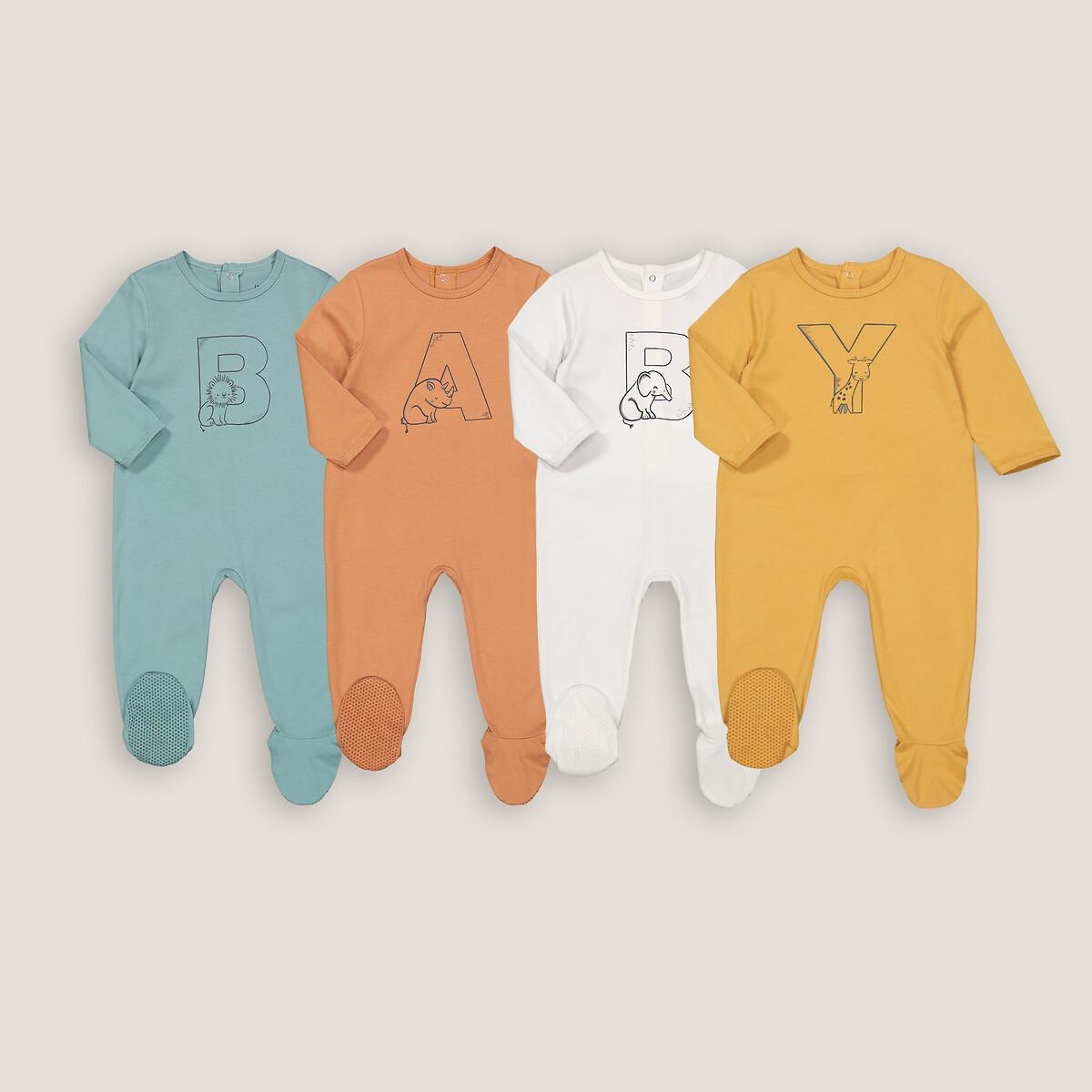 Image of 4er-pack Strampler Mit Fuss Unisex Blau 0-3M
