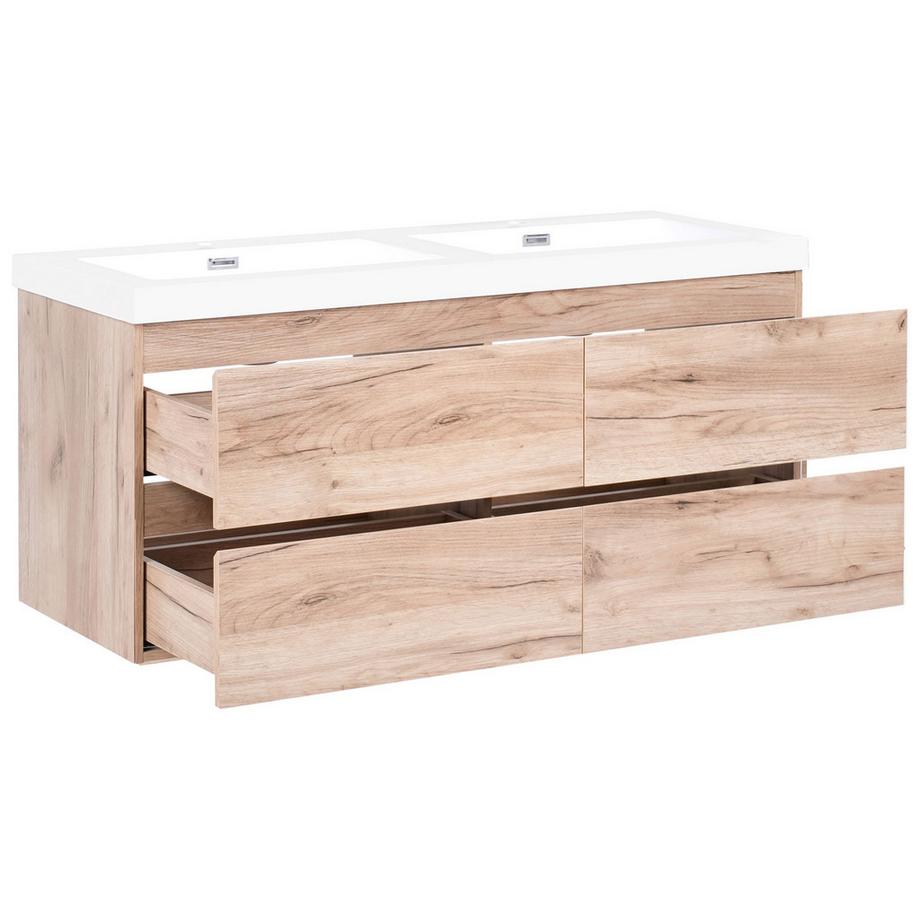 Beliani Wandmontierter Waschtischunterschrank mit Doppelwaschbecken aus MDF-Platte Modern RANCO  