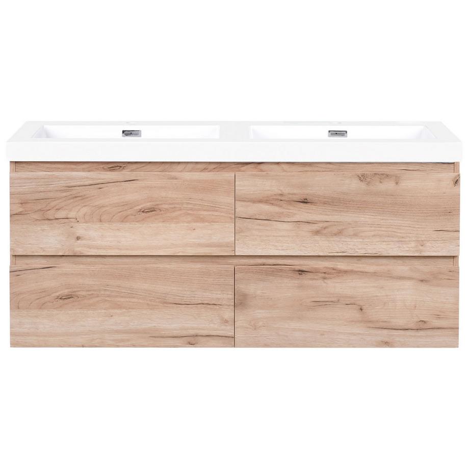 Beliani Wandmontierter Waschtischunterschrank mit Doppelwaschbecken aus MDF-Platte Modern RANCO  