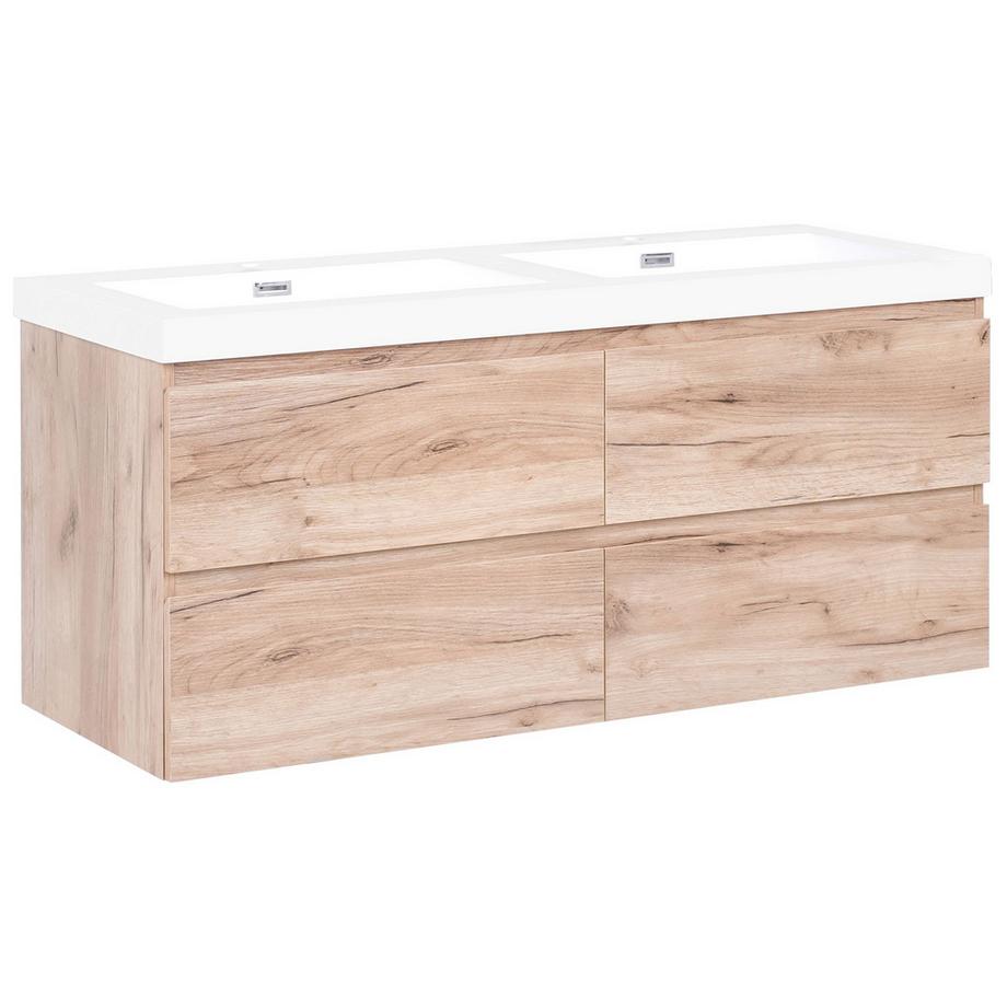 Beliani Wandmontierter Waschtischunterschrank mit Doppelwaschbecken aus MDF-Platte Modern RANCO  